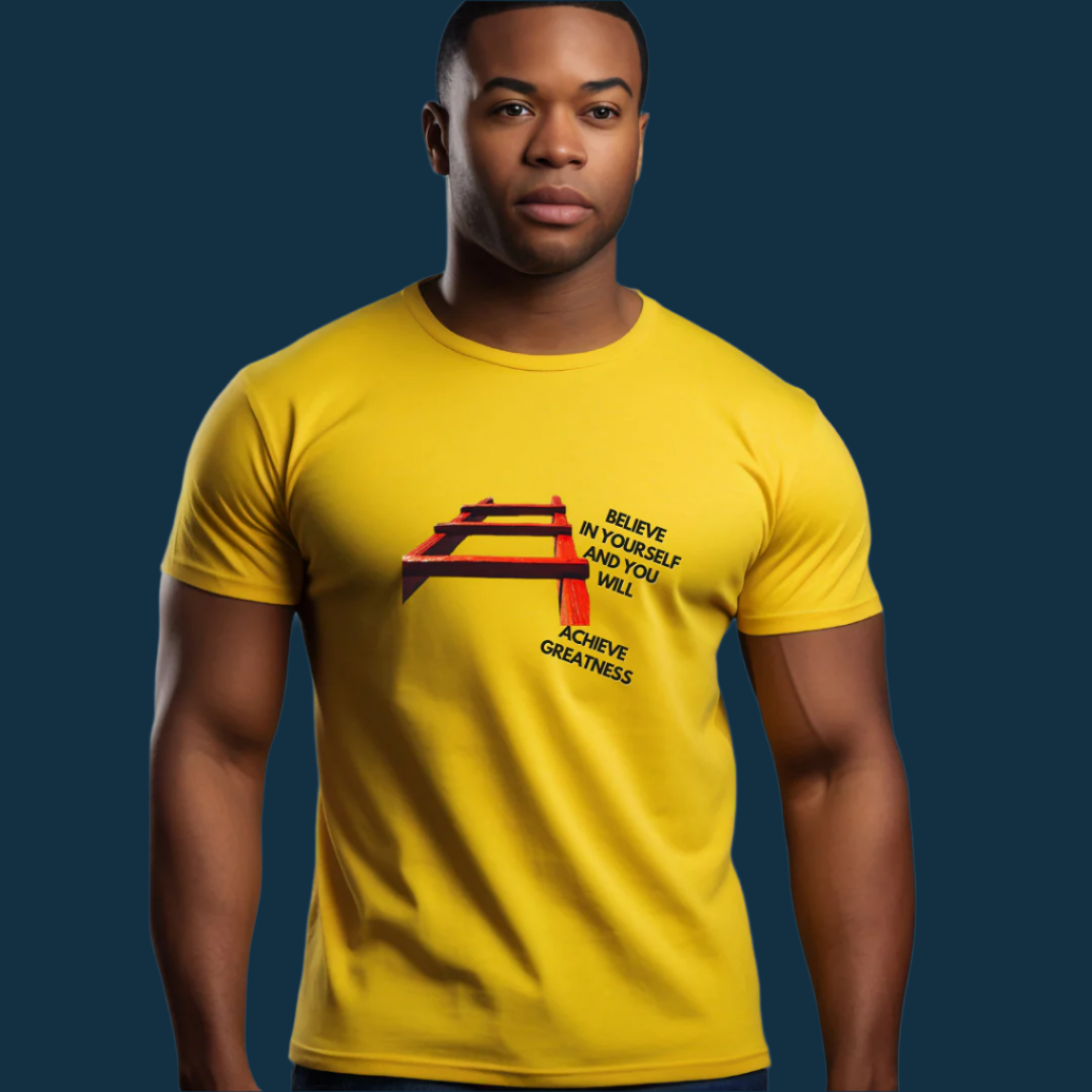 Inspirational Graphic T-Shirt, Believe in Yourself Design, Men's Spring Collection